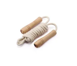 Skakanka z bawełnianą plecionką i drewnianą rączką dla dzieci