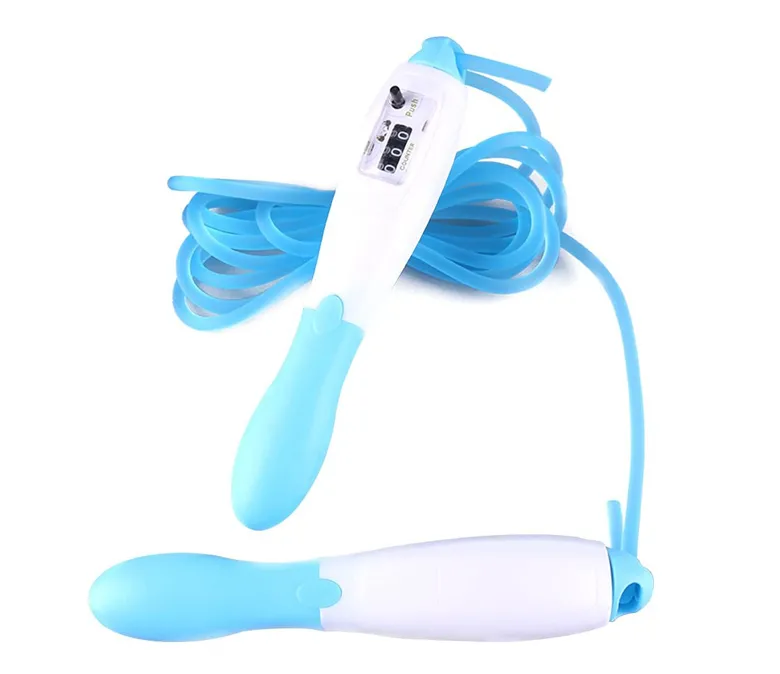 Mechaniczna skakanka do liczenia. Uchwyt w kształcie ryby. Skakanka do liczenia