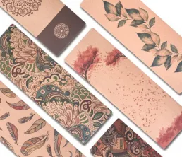 Mata do jogi z naturalnego korka z nadrukiem botanicznym