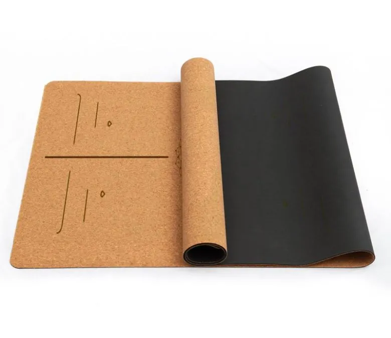 Korkowa mata do jogi TPE z laserowymi liniami wyrównującymi