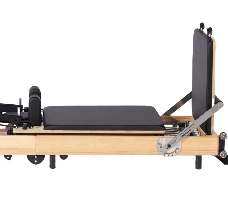 Składany, dębowy reformator do pilatesu bez połączeń